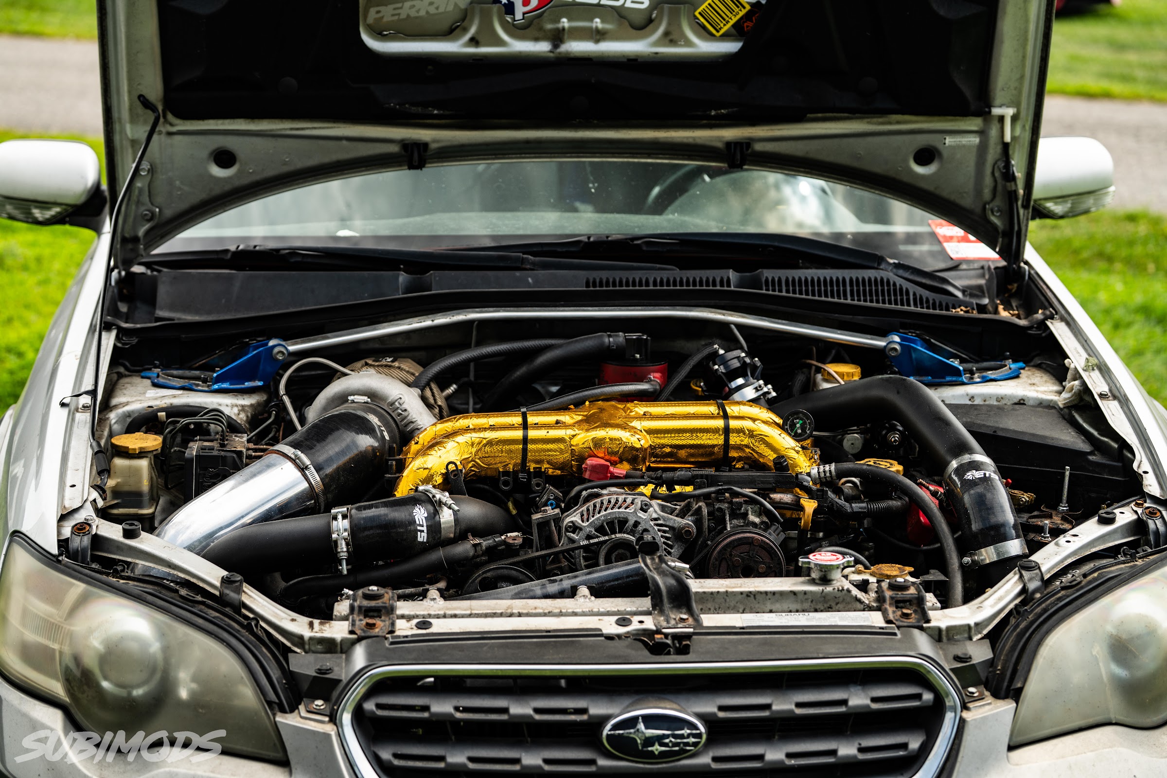 Turbocharged boxer engine bay of the Outback build